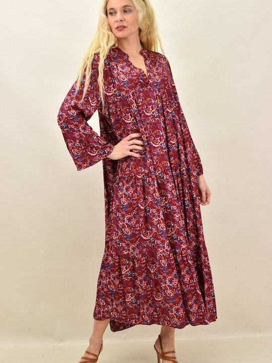 Potre Maxi Kleid mit Rüschen Bordeaux