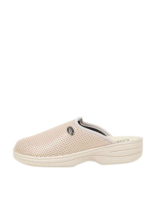 Comfy Anatomic Γυναικεία Δερμάτινα Ανατομικά Σαμπό Μπεζ