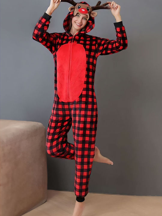 Pretty Lingerie Winter Women's Onesie Pyjama Red