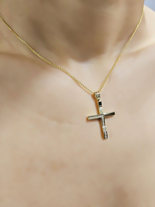Дамски Златен Кръст 14K с Верижка