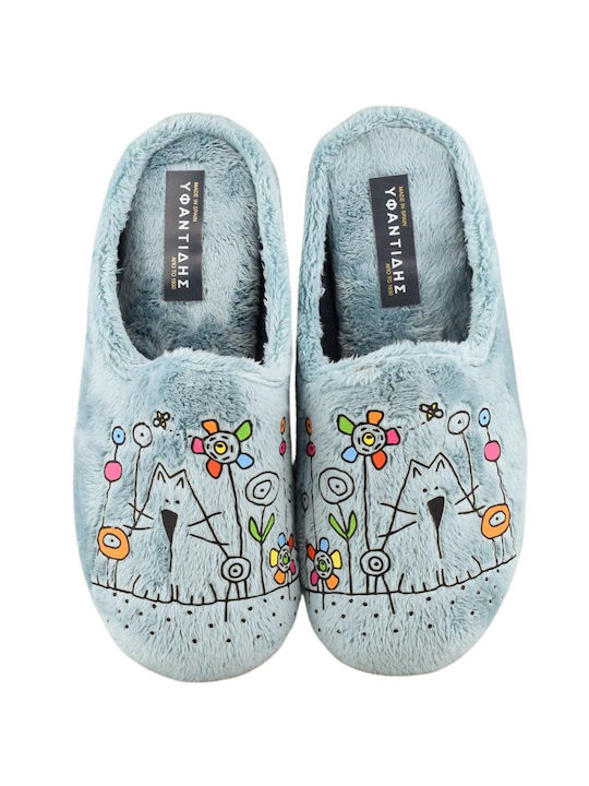 Yfantidis Winter Women's Slippers in Light Blue color