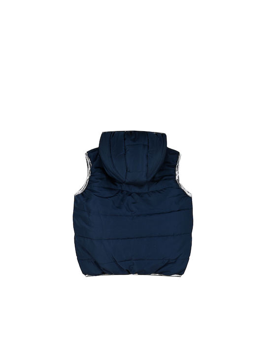 Energiers Kids Quilted Jacket Sleeveless Double Sided with Hood Navy Blue