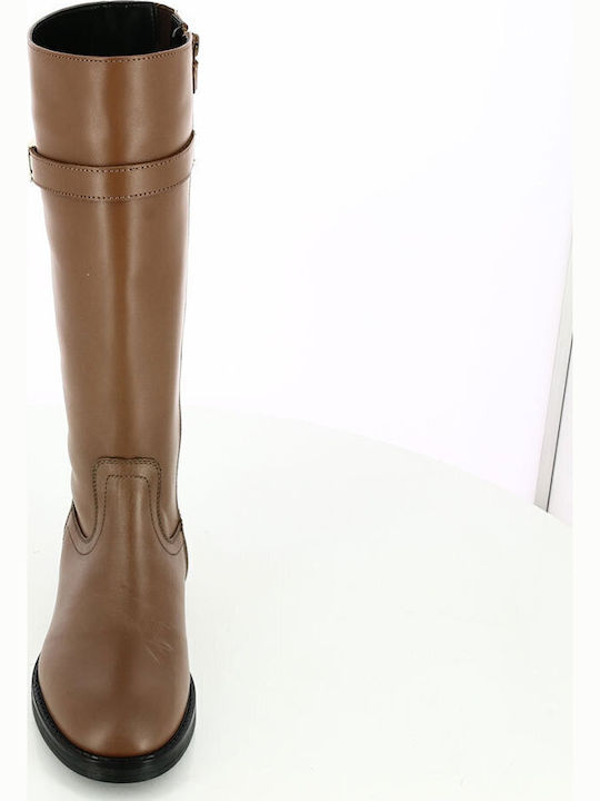 Leder Damenstiefel Tabac Braun