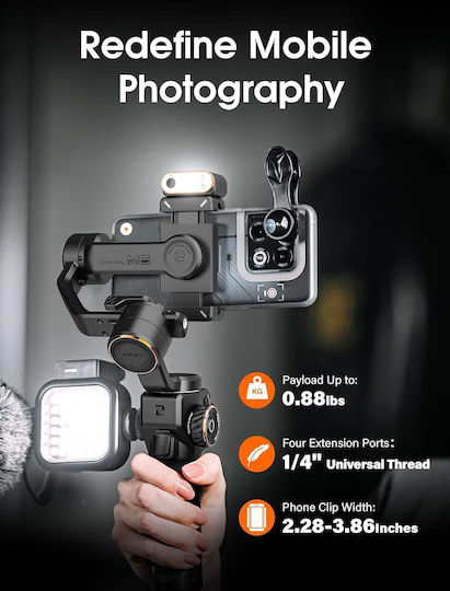 Hohem iSteady M6 Phone Gimbal with 3 Axis Stabilization and 18 Operating Hours Black
