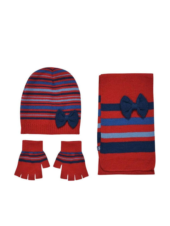 Kinder Mütze Set Gestrickt Rot