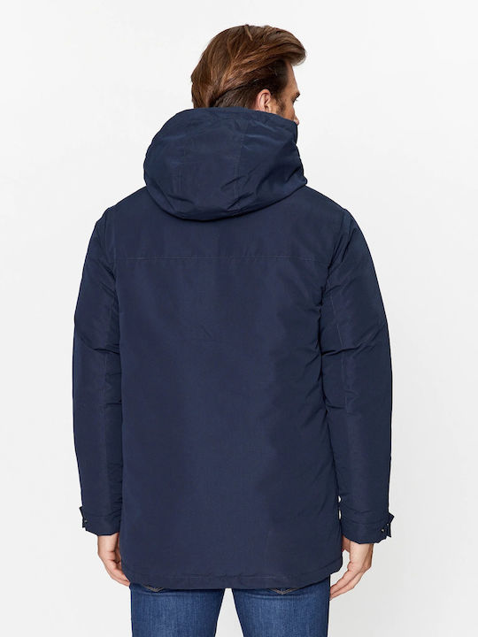 Jack & Jones Men's Winter Parka Jacket Waterproof Navy Blue