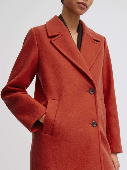 B.Younq Women's Midi Coat Orange