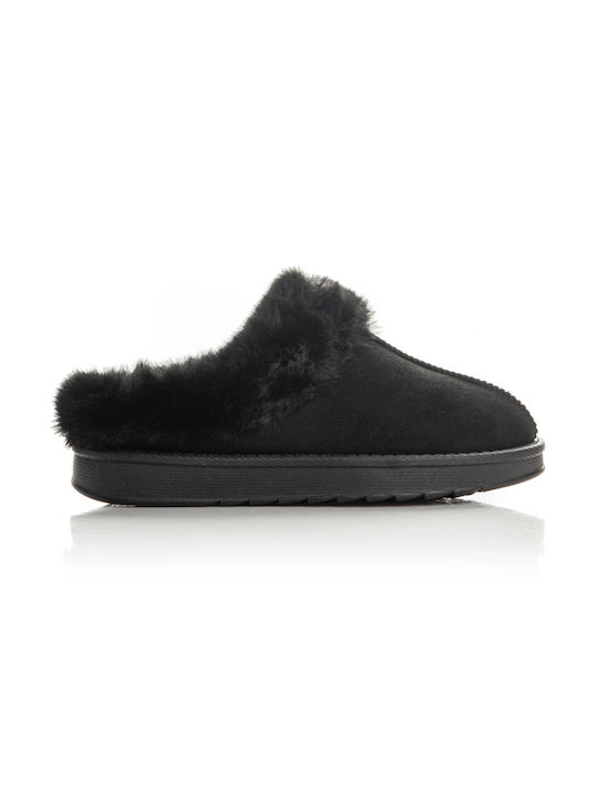 Shoe Art Winter Women's Slippers with fur in Black color