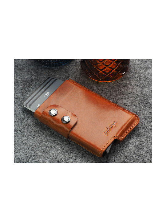 Pularys Men's Leather Card Wallet with RFID Brown