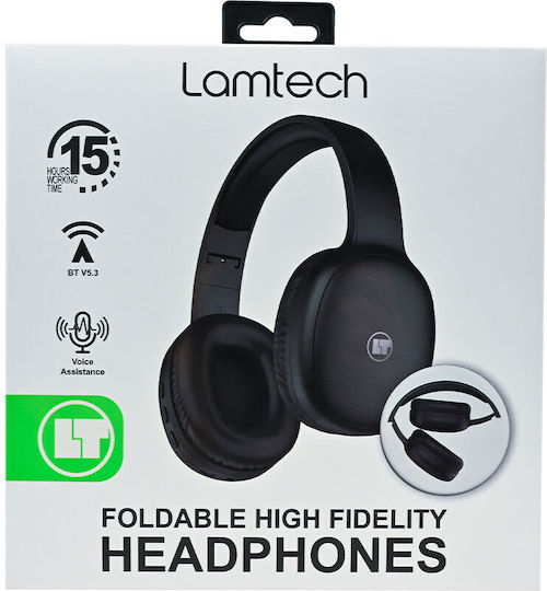 Lamtech LAM113003 Безжични Bluetooth Over Ear Слушалки с 15 часа Работа и Бързо Зареждане Черни