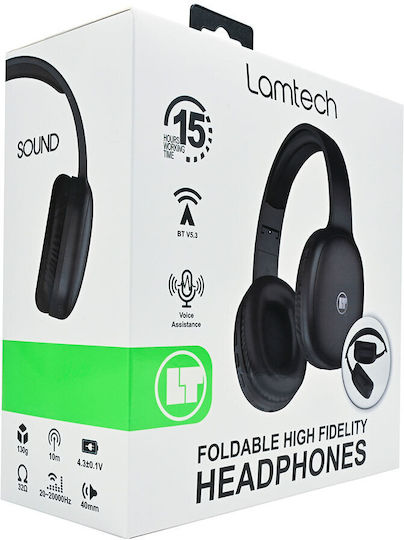 Lamtech LAM113003 Безжични Bluetooth Over Ear Слушалки с 15 часа Работа и Бързо Зареждане Черни
