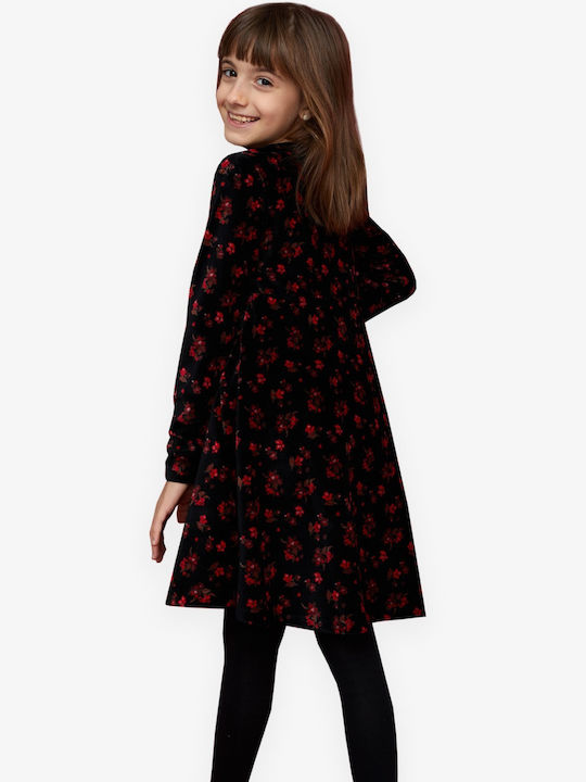 Trendy Shop Kids Dress Velvet Long Sleeve Black