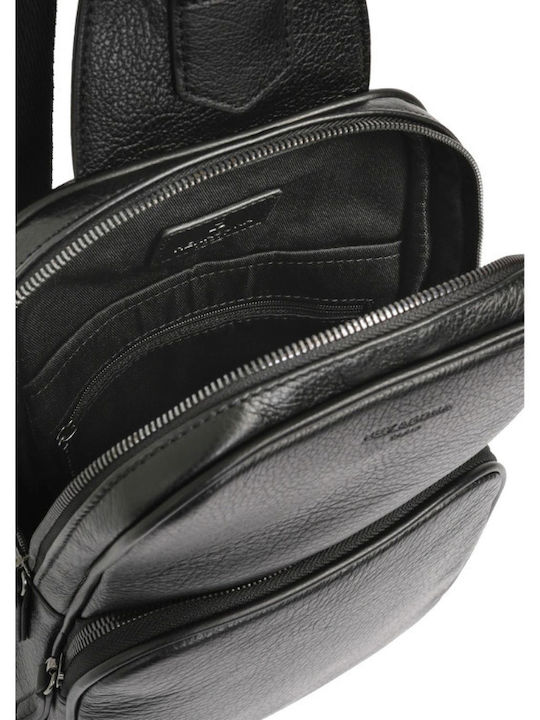 Leather Men's Sling Bag Black