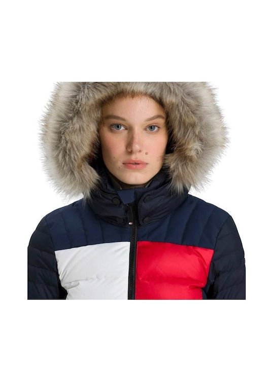 Rossignol Tommy Hilfiger Flag E-Fur Down Women's Ski & Snowboard Jacket Sky Captain RLJWJ89-768