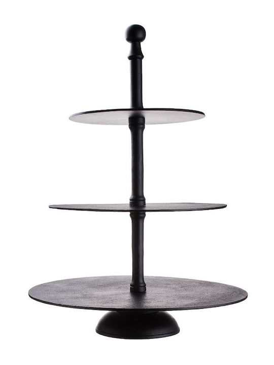 Butlers Sticlă Etajeră Neagră Ø50xY50cm L50xl50xH50cm 1buc