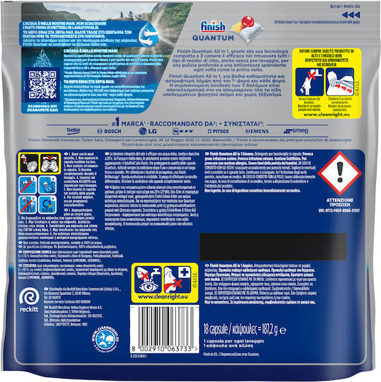 Finish Powerball Quantum 18 Capsule Pentru Mașina De Spălat Vase 187gr