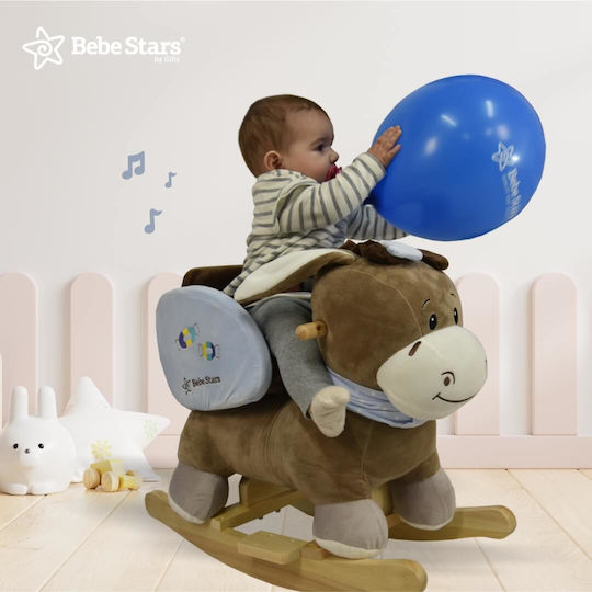 Bebe Stars Fabric Rocking Toy Donkey for 7+ months with Sounds Brown