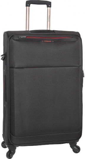 Diplomat Zc6040 Large Travel Suitcase Fabric Black Velvet-Black Metal with 4 Wheels Height 71cm