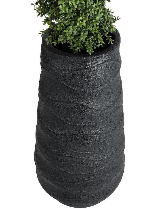 GloboStar Bologna Übertopf Polyester Schwarz mit Gestell 45x45x90εκ.