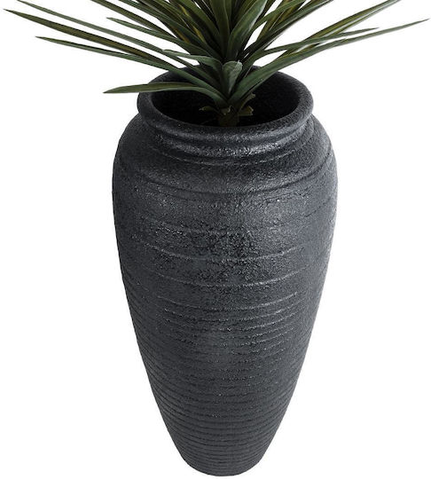 GloboStar Olympia Übertopf Polyester Schwarz mit Gestell 55x55x120εκ.