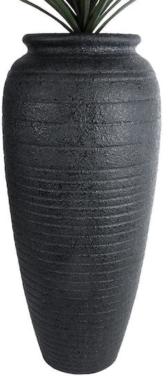 GloboStar Olympia Übertopf Polyester Schwarz mit Gestell 55x55x120εκ.