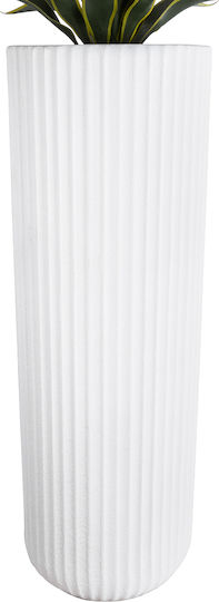 GloboStar Marsala Planter Polyester White with Stand 41x41x120cm.