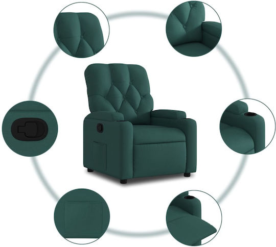 Πολυθρόνα Relax με Υποπόδιο Σκούρο Πράσινο 74x86.5x93.5cm