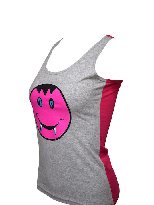 Bodymove Damen Sportliche Bluse mit Trägern Grey/Fuchsia