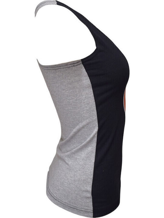 Women's Athletic Blouse with Straps Black/Grey