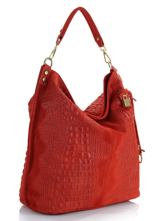 Passaggio Leather Leather Women's Bag Shopper Shoulder Red