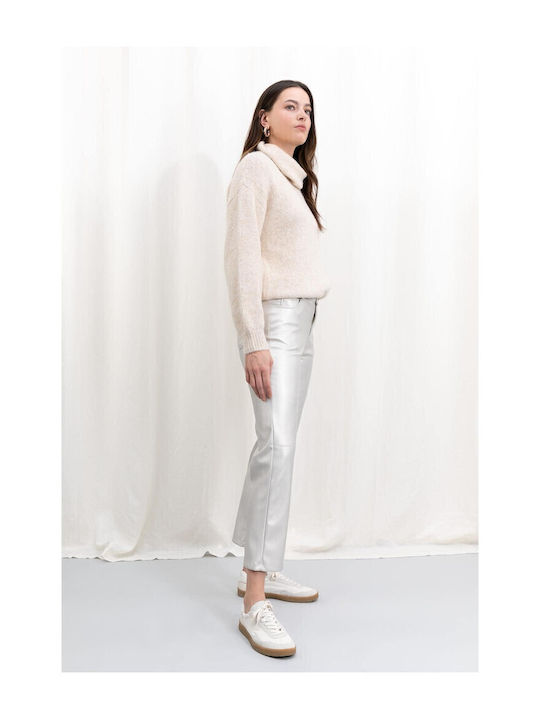 Women's Fabric Trousers Silver