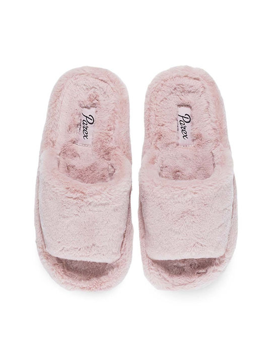 Parex Winter Women's Slippers with fur in Pink color