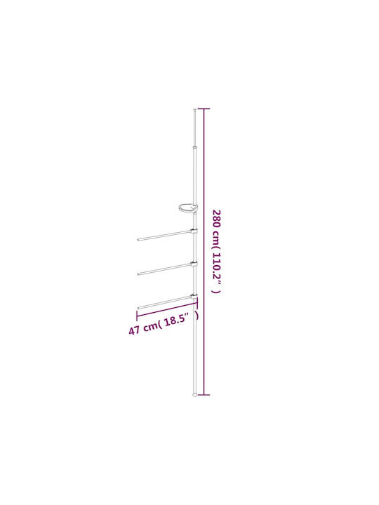 vidaXL Καλόγερος Μπάνιου Μονός ​2.8x2.8cm Ασημί