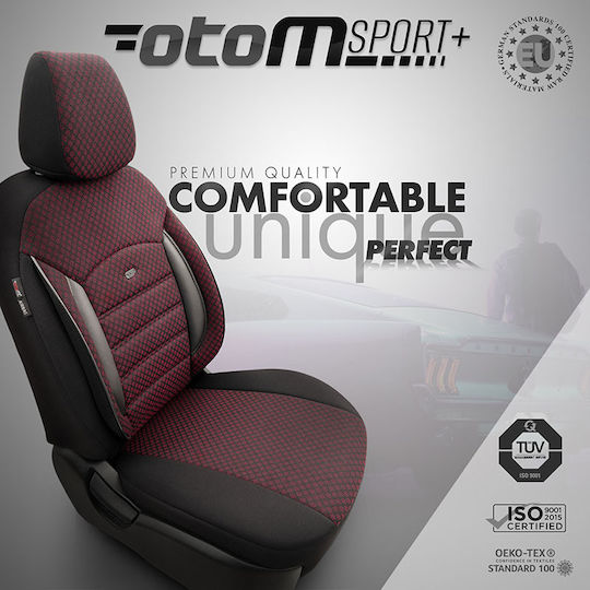 Otom Car Cover Set 11pcs Cotton Sport Plus Design Black / Burgundy