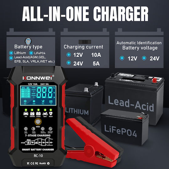 Konnwei Rc-10 Autobatterieladegerät 12V