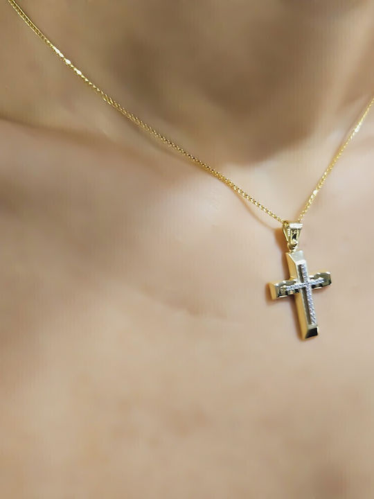 Damen Gold Kreuz 14K mit Kette