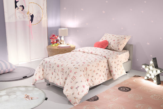 Saint Clair Set Kids Duvet Cover Single with Pillowcase Cotton Pink 160x220cm