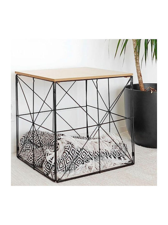 Square Side Table Black - Beige L35xW35xH35cm