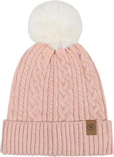 Pom Pom Beanie Frauen Beanie Gestrickt in Rosa Farbe