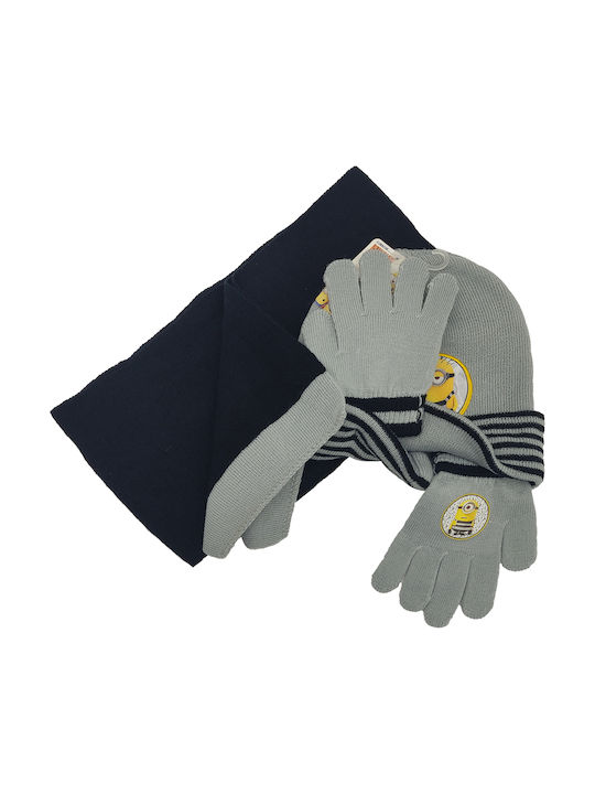 Gift-Me Kids Beanie Set with Scarf & Gloves Knitted Gray