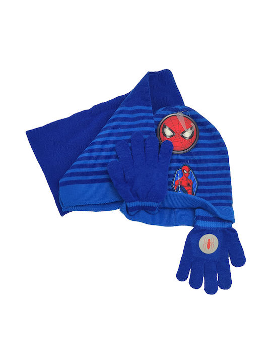 Gift-Me Kinder Mütze Set mit Schal & Handschuhe Gestrickt Blau