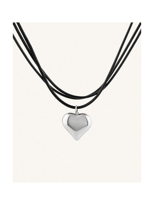 StanStefan Necklace Triple with design Heart from Steel