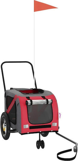 vidaXL Remorcă bicicletă pentru transport câine până la 30kg Roșu M122xL53xA52cm.