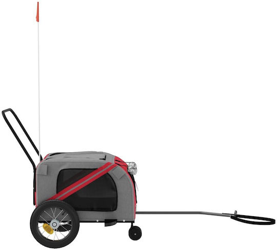 vidaXL Remorcă bicicletă pentru transport câine până la 30kg Roșu M122xL53xA52cm.