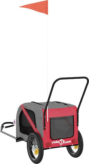 vidaXL Remorcă bicicletă pentru transport câine până la 30kg Roșu M122xL53xA52cm.