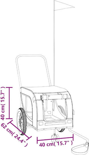 vidaXL Dog Carrying Green Bicycle Trailer for 30kg Pets L124xW53xH53cm