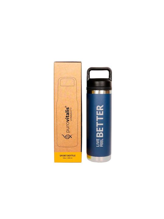 Purovitalis Wasserflasche Rostfreier Stahl 600ml Blau