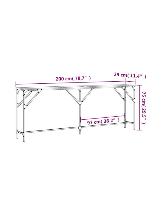 Metal Console Table Coffee L200xW29xH75cm