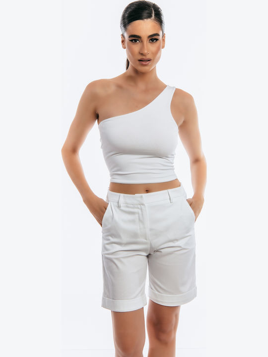 Γυναικεία Μπλούζα Off-Shoulder με έναν Ώμο Λευκή