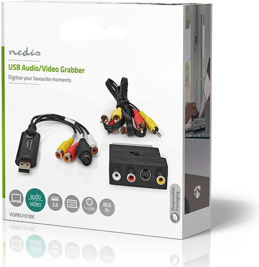 Nedis Μετατροπέας RCA / S-Video female σε USB-B male 1τμχ VGRRU101BK